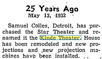 Kinde Theatre - May 1957